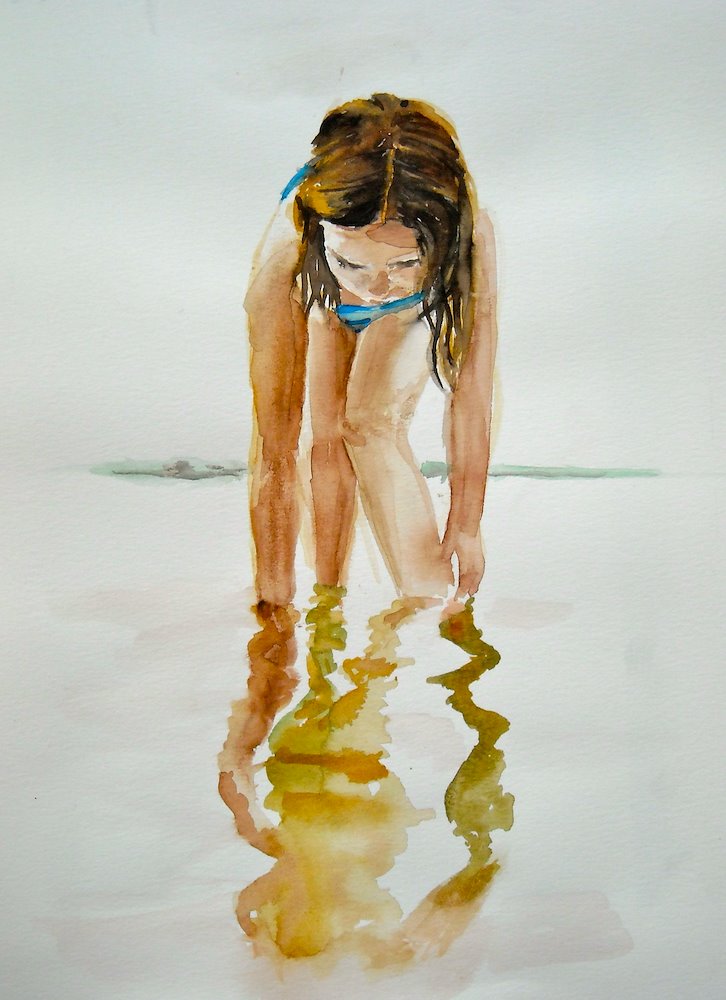 Painting of a girl in water
